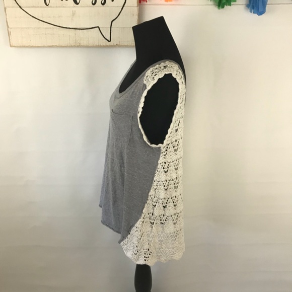Free People gray tank with crochet back - Picture 4 of 6